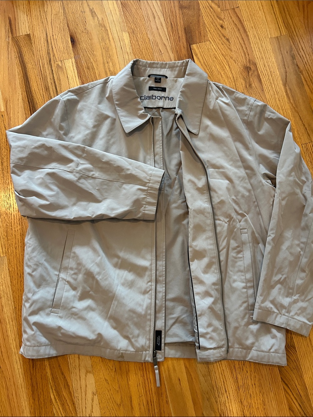 Claiborne Men's Light Taupe Zip-Front Shirt Jacket